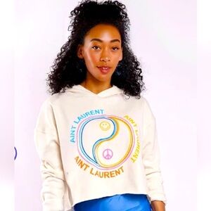 LA TRADING CO IVORY AIN’T LAURENT MORRISON CROP HOODIE Neon Graphic Hoodie
